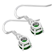 Green CZ Sterling Silver Dangling Earrings, e435